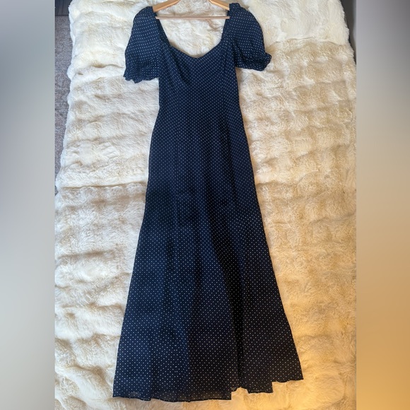 Reformation Navy Polka Dot Midi Dress - Picture 10 of 15